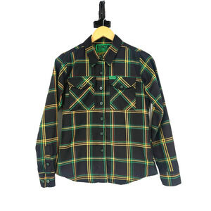 Dixxon Flannel "The Smokey" Pre-Pleat "legalize It" Button Shirt Womens Small